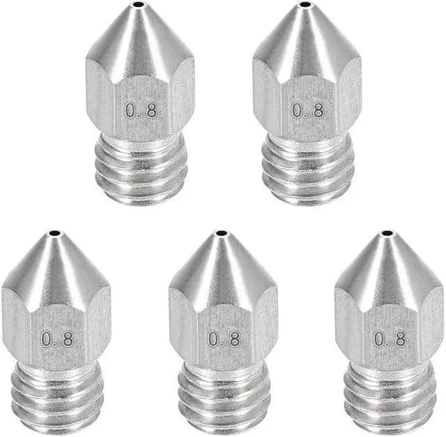 Main image of 0.8mm 3D Printer Nozzle, Fit for MK8, for 1.75mm Filament Stainless Steel 5pcs