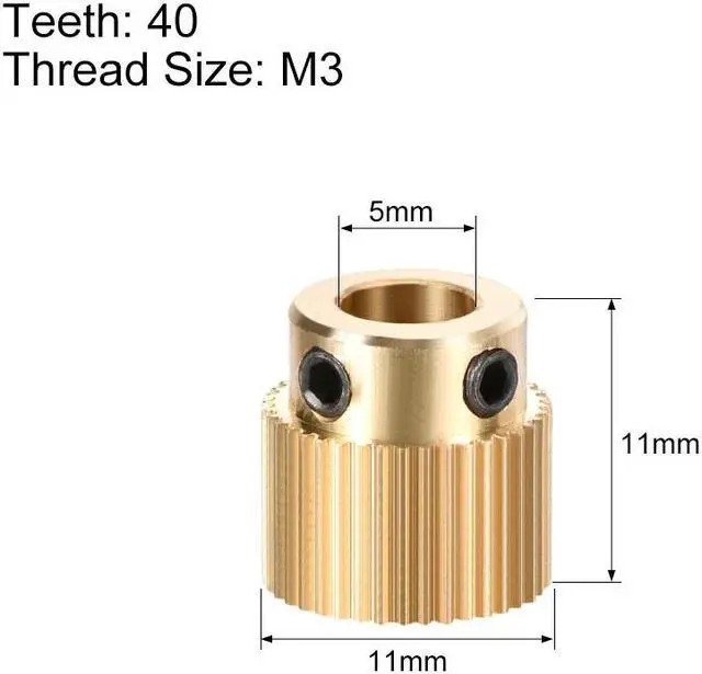 Alt view image 2 of 4 - Brass Drive Gear Extruder Wheel 40 Teeth 5mm Bore 2pcs