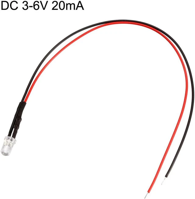 Alt view image 2 of 4 - Prewired LED Light , DC 3-6V 20mA - 5mm Red Pre-Wired Bulb Lamp