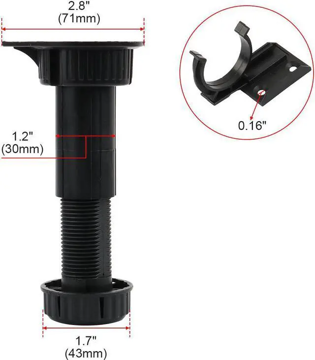 Alt view image 2 of 7 - 4pcs PP Adjustable Kitchen Cabinet Legs Feet Height(Total:100-145mm) x 43mm Dia