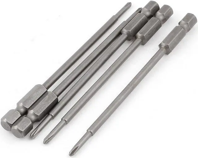 Main image of 5pcs 1/4" Hex Shank 2.5mm PH1 Magnetic Phillips Crosshead Screwdriver Bits 100mm