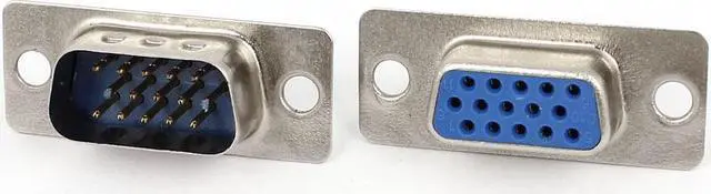 Alt view image 2 of 2 - DB15 15-Pin 3-Row Male to Female Plug Computer VGA Cable Connector Adapter 8 Pcs