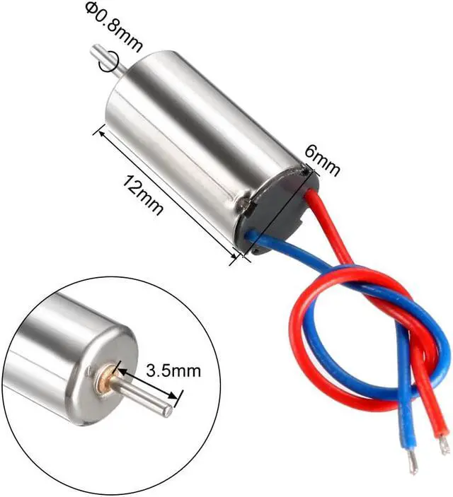 Alt view image 3 of 3 - 4PCS DC 3V 40000RPM Coreless Micro Motor 612 6x12mm for Airplane Model RC Toys
