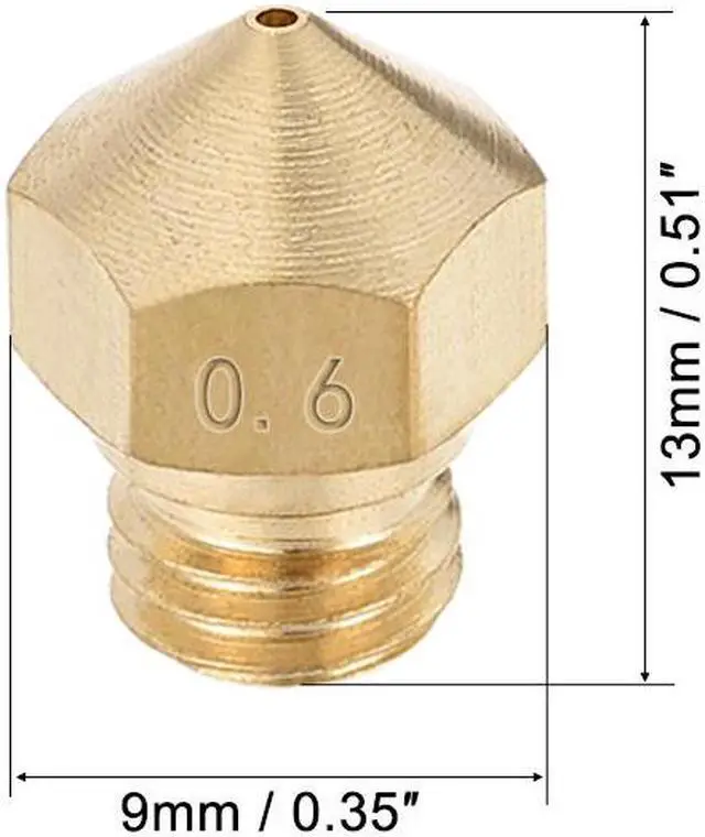 Alt view image 2 of 5 - 5pcs 3D Printer Nozzle,Brass MK10 Nozzle 0.6mm,Extruder Print Head for 1.75mm Filament M7 3D Printer