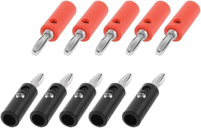 Main image of Unique Bargains 10pcs Plastic Shell Audio Speaker Cable Connector Banana Plug Black Red