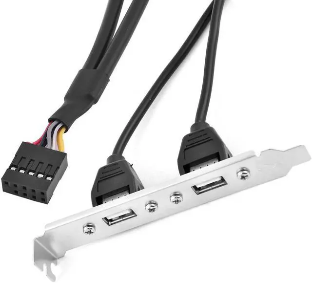 Alt view image 3 of 4 - PCI Dual USB 2.0 Female to Motherboard 9p 9 pin Motherboard USB Cable Header Adapter Black