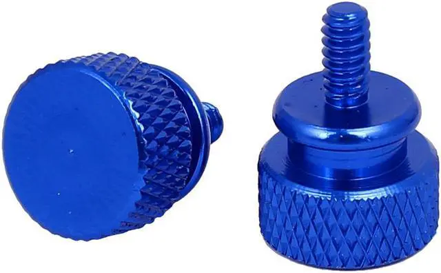 Alt view image 2 of 3 - Computer PC Case Fully Threaded Knurled Thumb Screws Royal Blue 6#-32 4pcs
