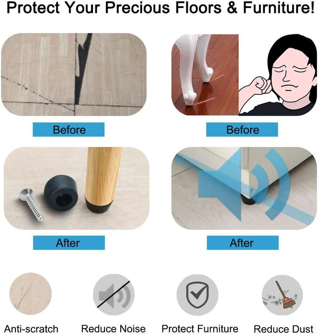 Alt view image 4 of 7 - 8pcs Rubber Feet Bumper Buffer Feet Furniture Table Cabinet Leg Pads Anti-slip with Metal Washer and Screws, D16x14xH10mm