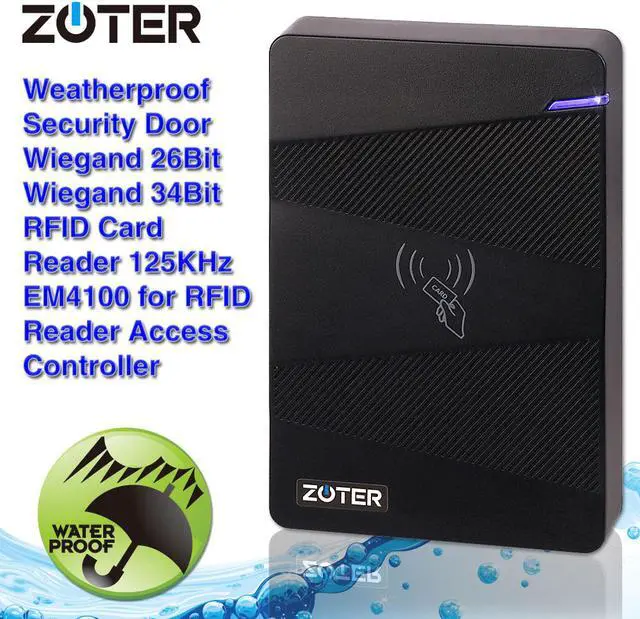 ZOTER Access Control Reader Waterproof Wiegand 26 34 Bit RFID 125Khz ID ...