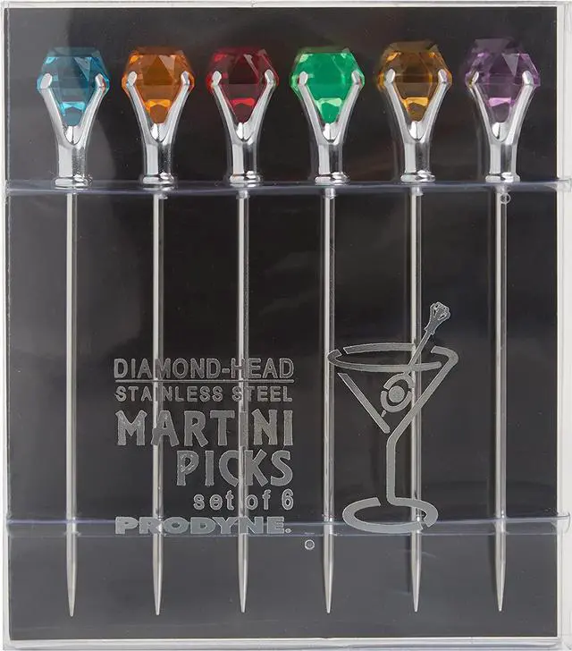 Alt view image 4 of 9 - Prodyne DM6C Colorful Diamond Head Martini Picks Set Of 6