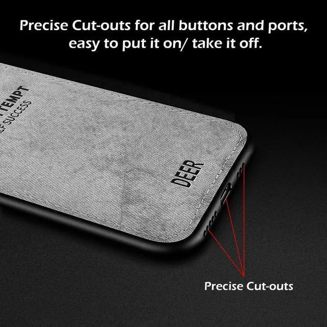 Alt view image 5 of 6 - Luxury Soft Texture Deer Patterned TPU Cloth Case for iPhone 13 (Black)