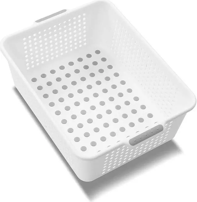 Alt view image 3 of 7 - madesmart Classic Medium Storage Basket - White | CLASSIC COLLECTION | Multi-Purpose Organizer | Soft-grip Dots and Non-slip Feet | BPA-Free
