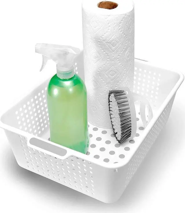 Alt view image 4 of 7 - madesmart Classic Medium Storage Basket - White | CLASSIC COLLECTION | Multi-Purpose Organizer | Soft-grip Dots and Non-slip Feet | BPA-Free