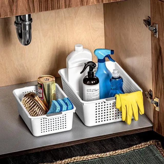 Alt view image 6 of 7 - madesmart Classic Medium Storage Basket - White | CLASSIC COLLECTION | Multi-Purpose Organizer | Soft-grip Dots and Non-slip Feet | BPA-Free
