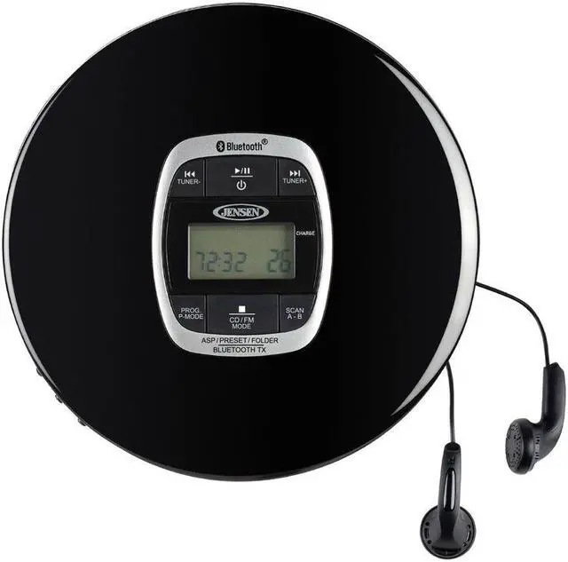 Alt view image 11 of 13 - Jensen Black Portable CD CDR MP3 Player with Bluetooth Bass Boost Black Earbuds