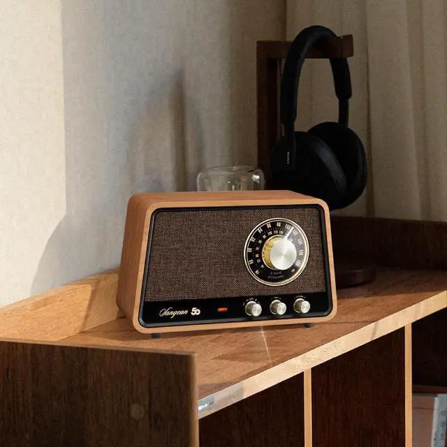 Alt view image 6 of 8 - Sangean WR-55 AM/FM Bluetooth Aux Premium Wooden Cabinet