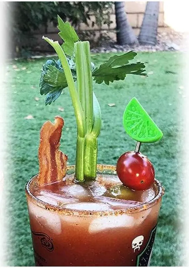 Alt view image 5 of 6 - Prodyne Bl-4 Green Garnish Bloody Mary Cocktail Skewers