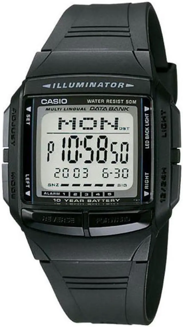 Alt view image 4 of 19 - Casio DB36-1AV Casual Men's Multi-Lingual Databank Digital Sports Watch - Black