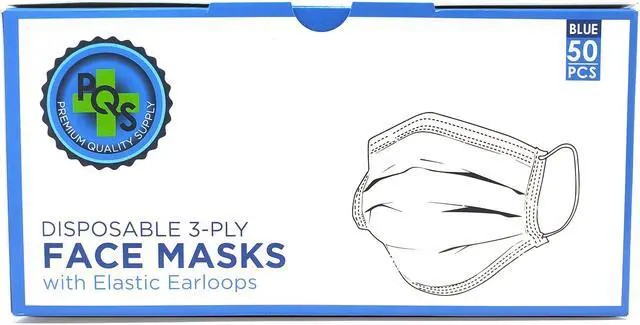 Alt view image 2 of 7 - PQS Disposable Face Masks | 3-Ply Safety Mask - Non Woven, Hypoallergenic, Breathable, Blue - 50 PCS