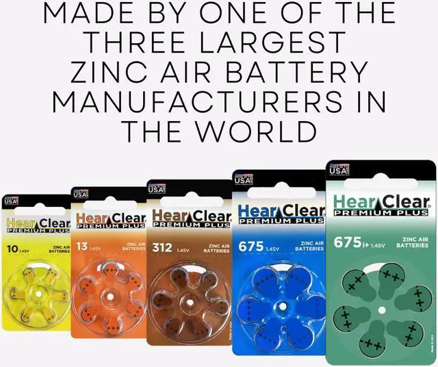 Alt view image 6 of 7 - HearClear Size 312 Zinc Air 1.45V Hearing Aid Batteries Brown Tab (60 Pack)