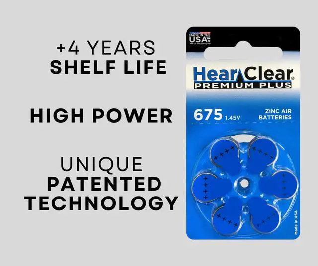 Alt view image 4 of 7 - HearClear Size 675 PR44 Hearing Aid Batteries Blue Tab (120 Batteries)