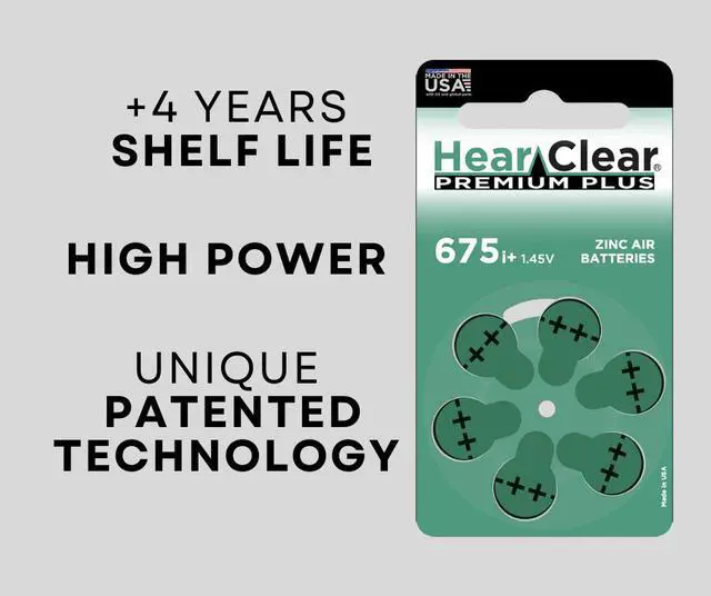 Alt view image 4 of 7 - Hear Clear Size 675P PR44SP Cochlear Implant Hearing Aid Batteries (12 Batteries)