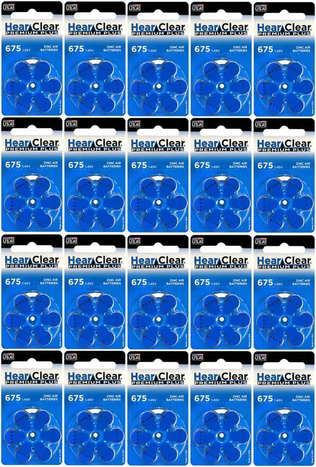 Main image of HearClear Size 675 PR44 Hearing Aid Batteries Blue Tab (120 Batteries)
