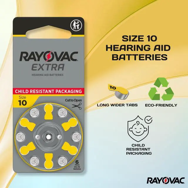 Alt view image 3 of 7 - Rayovac Size 10 No Mercury Zinc Air Hearing Aid Batteries - 6 batteries