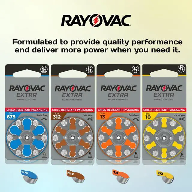 Alt view image 5 of 7 - Rayovac Size 13 No Mercury Zinc Air Hearing Aid Batteries - 6 batteries