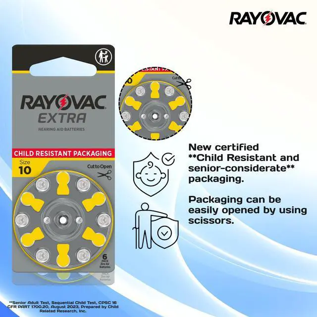 Alt view image 4 of 7 - Rayovac Size 13 No Mercury Zinc Air Hearing Aid Batteries - 6 batteries