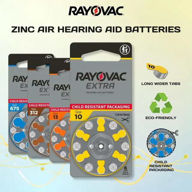 Alt view image 6 of 7 - Rayovac Size 13 No Mercury Zinc Air Hearing Aid Batteries - 6 batteries