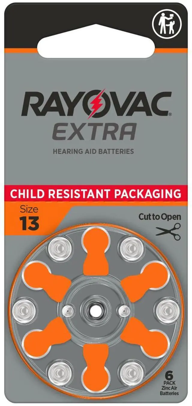 Main image of Rayovac Size 13 No Mercury Zinc Air Hearing Aid Batteries - 6 batteries