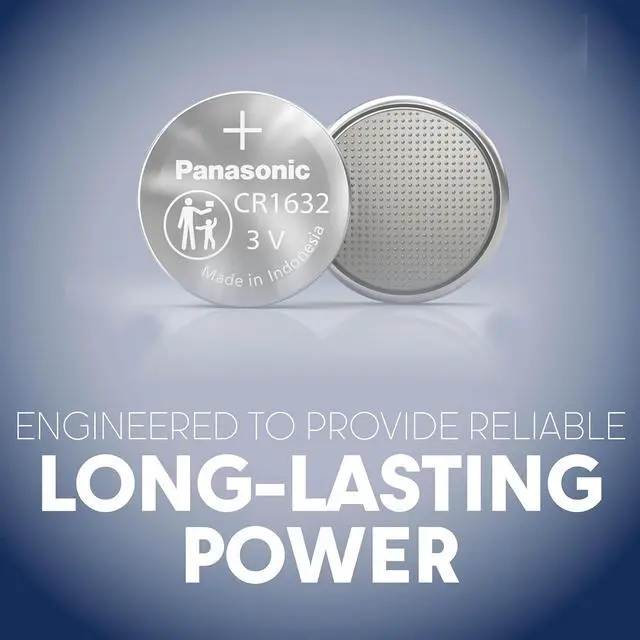 Alt view image 2 of 7 - Panasonic CR1632 3.0 Volt Long Lasting Lithium Coin Cell Batteries in Child Resistant, Standards Based Packaging, 2-Battery Pack