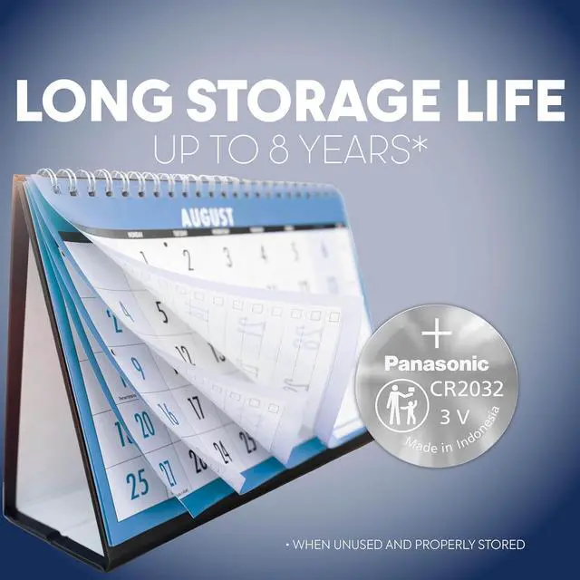 Alt view image 4 of 7 - Panasonic CR2032 3.0 Volt Long Lasting Lithium Coin Cell Batteries in Child Resistant, Standards Based Packaging, 2-Battery Pack