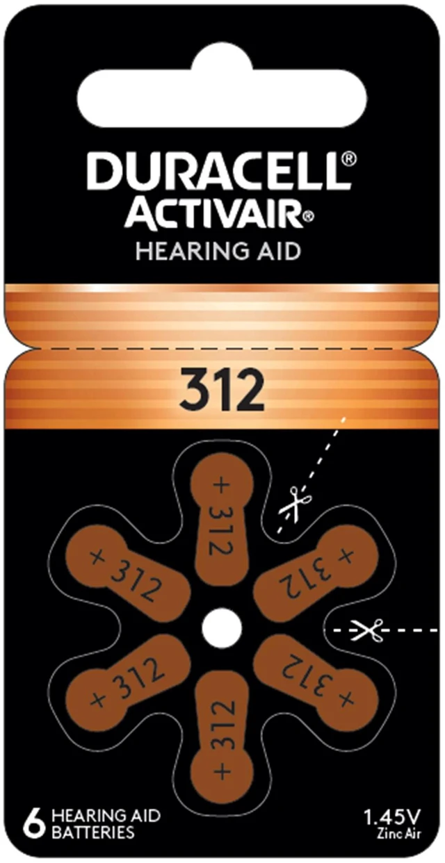 Alt view image 2 of 5 - Duracell Size 312 Activair Hearing Aid Batteries 60 batteries