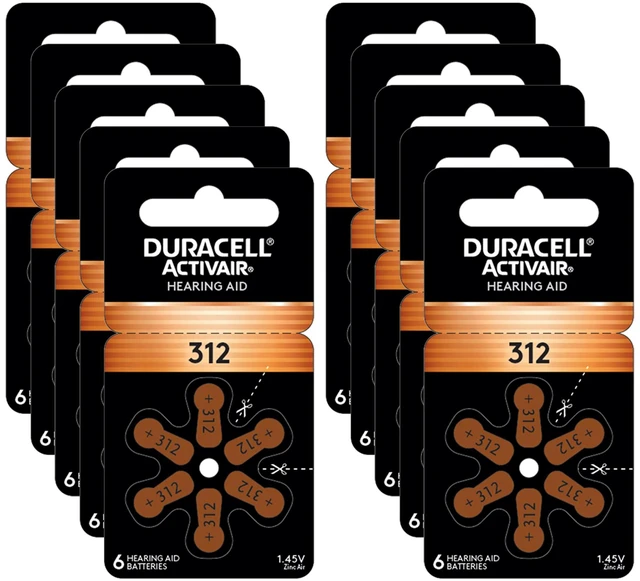 Main image of Duracell Size 312 Activair Hearing Aid Batteries 60 batteries
