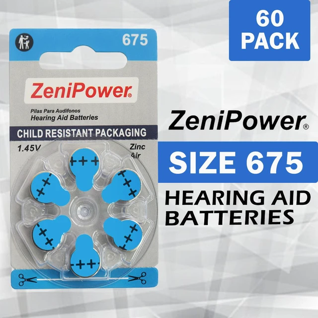 Alt view image 2 of 5 - ZeniPower Size 675 PR44 1.45V Zinc Air Hearing Aid Batteries (Pack of 6)