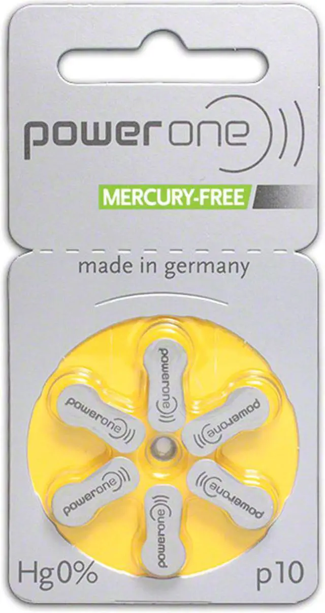 Main image of PowerOne Mercury Free Size 10 Hearing Aid Batteries (60 Batteries)