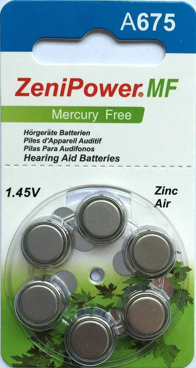 Main image of ZeniPower Size 675 No Mercury Zinc Air Hearing Aid Batteries - 6 batteries