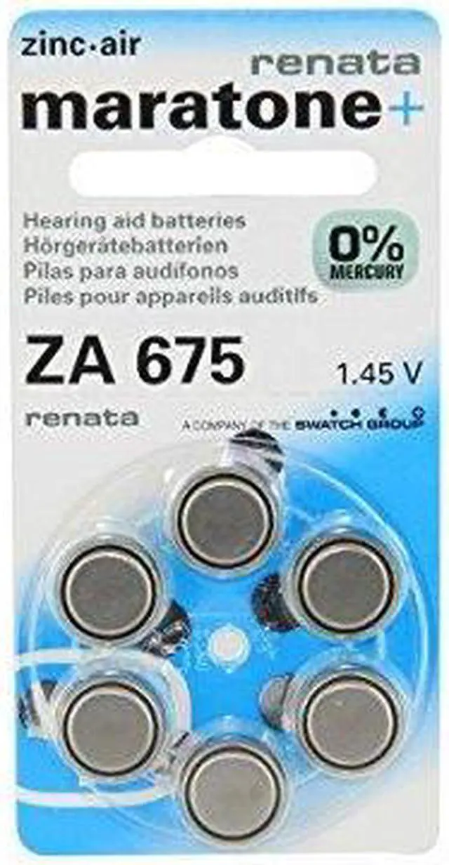 Main image of Maratone Size 675 Zinc Air Mercury Free, Dial Card-6 Batteries