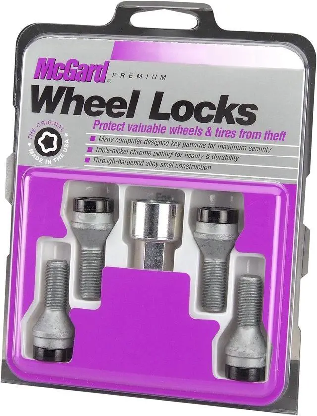 Main image of McGard 27305 Chrome/Black Bolt Style Cone Seat Wheel Lock Set (M14 x 1.5)