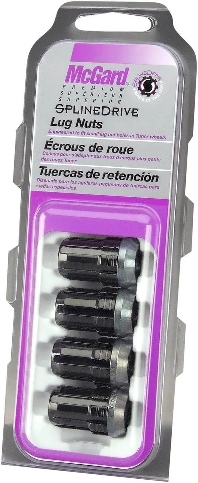 Main image of McGard 65354BK Chrome/Black Cone Seat SplineDrive Lug Nuts (M12 x 1.25)Set of 4