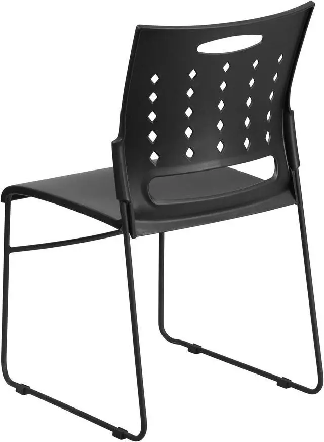 Alt view image 3 of 11 - HERCULES Series 881 lb. Capacity Black Sled Base Stack Chair with Air-Vent Back