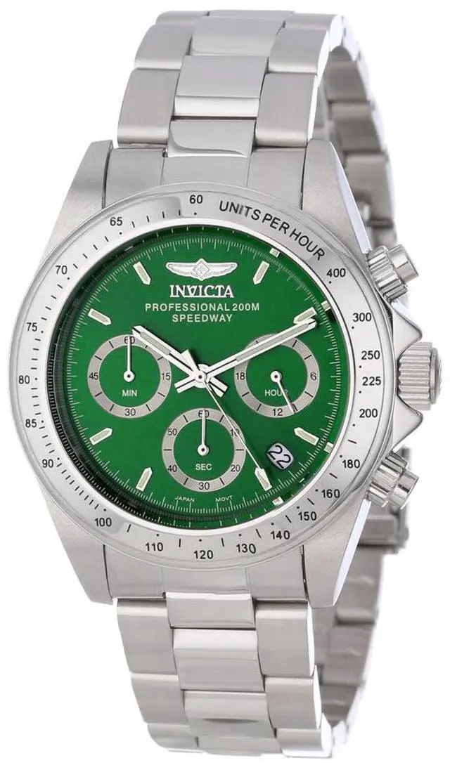 Alt view image 3 of 11 - Invicta 14384 Men's Green Dial Stainless Steel Speedway Chronograph
