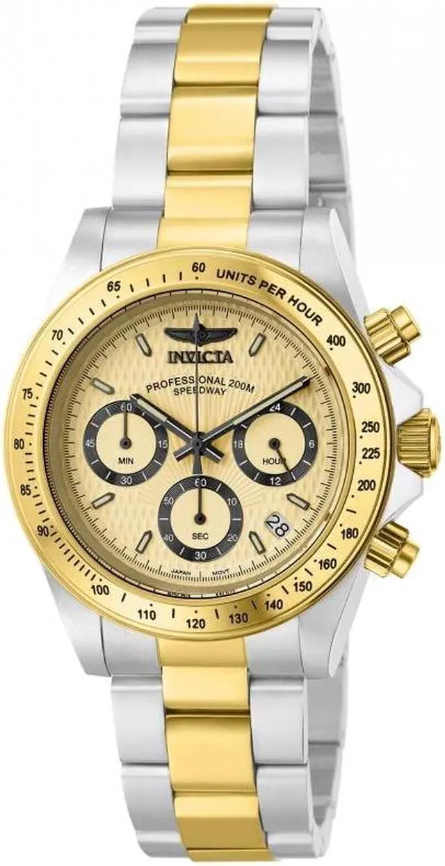 Alt view image 2 of 3 - Invicta Men's Speedway Chronograph Gold Tone Textured Dial Stainless Steel & 18K