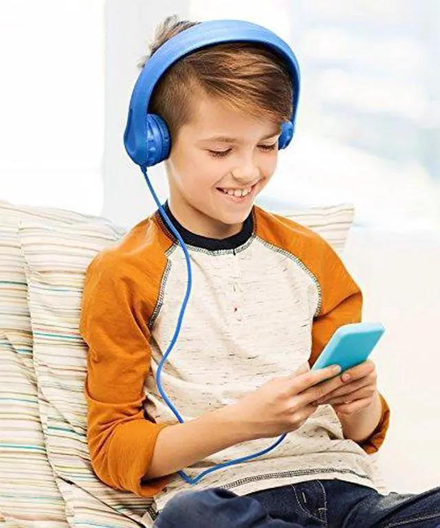 Alt view image 8 of 20 - Aluratek AKH01FB Volume-Limiting Wired Foam Headphones - Blue