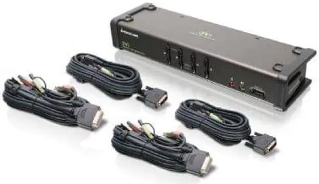 Alt view image 2 of 2 - iogear 4-port dvi kvmp switch with cables, taa compliant, gcs1104
