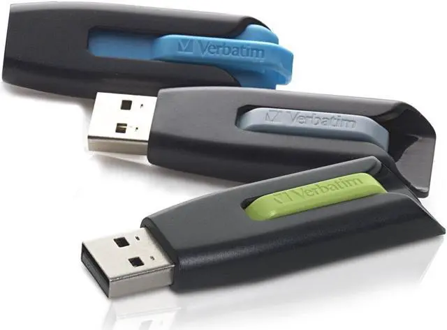 Alt view image 2 of 16 - Verbatim Store 'n' Go V3 16GB USB 3.0 Flash Drive - 3pk - Blue, Green, Gray 99126