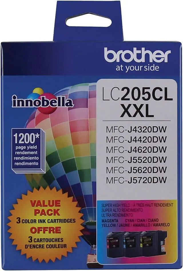 Main image of Brother Genuine Super High Yield Color Ink Cartridge, LC2053PKS, Replacement Color Ink Three Pack, Includes 1 Cartridge Each of Cyan, Magenta & Yellow, Page Yield Up To 1200 Pages/Cartridge, LC205