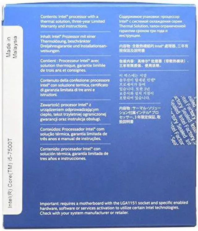 Alt view image 3 of 16 - Intel Core i5-7500T Quad-core (4 Core) 2.70 GHz Processor - Socket H4 LGA-1151 Retail Pack - 1MB - 6MB Cache - 8 GT/s DMI - 64-bit Processing - 3.30 GHz Overclocking Speed - 14 nm